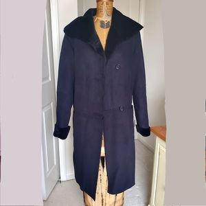 Black faux suede & fur coat size 10